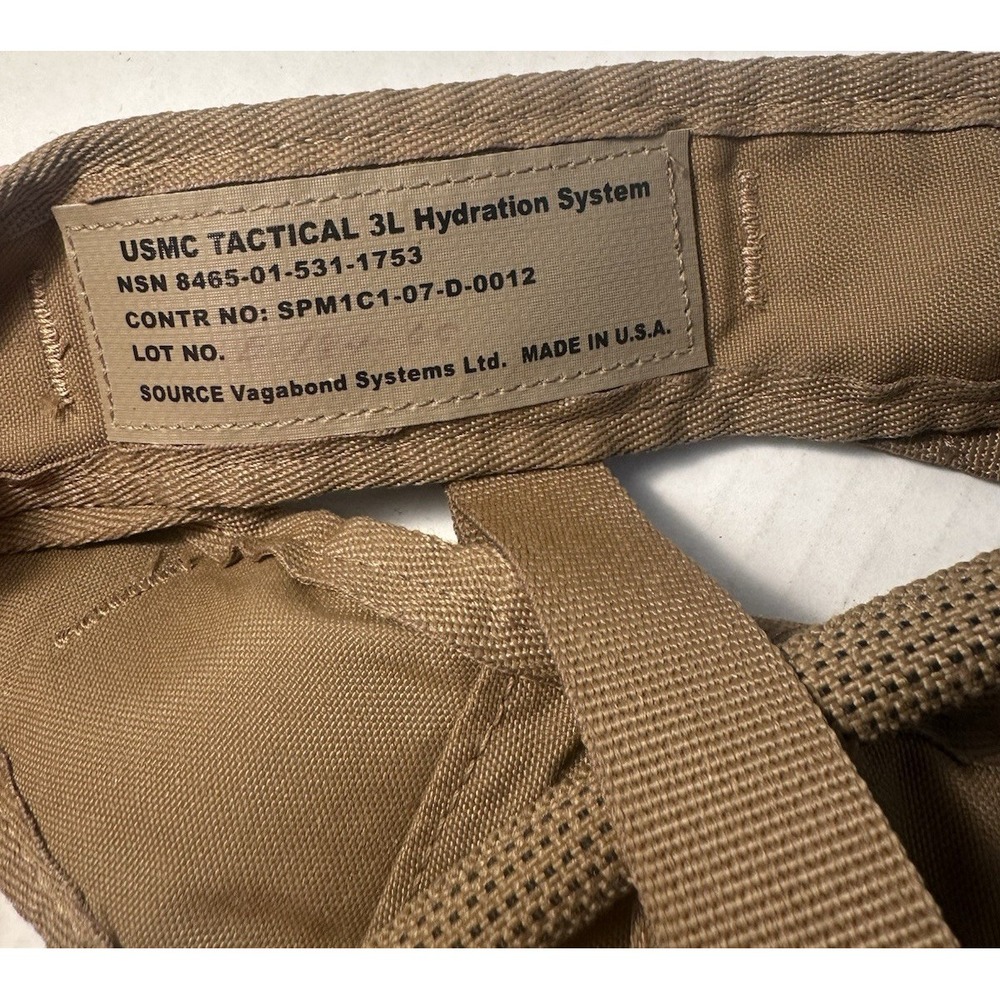 Vagabond Systems USMC Tactical 3L Hydration Pack Coyote Brown Adjustable